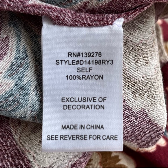 •Daniel Rainn• Split Neck Floral Popover Blouse - Size Large - Picture 7 of 8